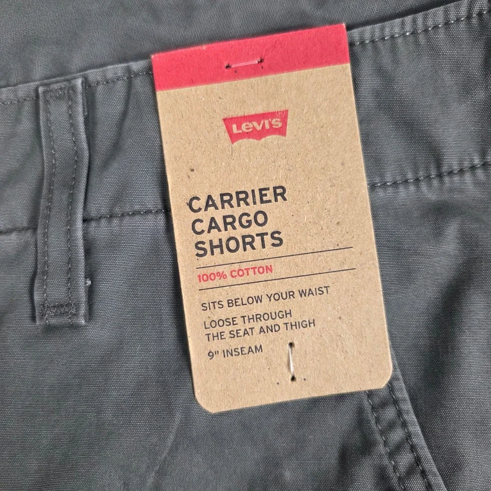 Levis Carrier Cargo Shorts Mens 33 Grey New Cotton Loose Fit 9 Inseam 001KG0024